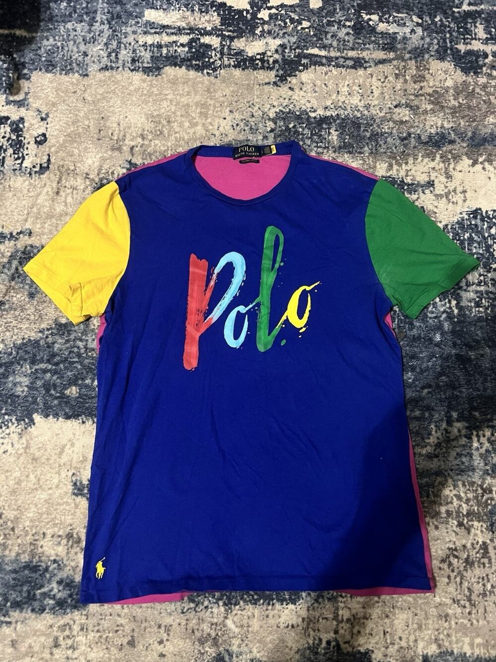 Size L- Polo By Ralph Lauren Multi Colorblock Short Sleeve Shirt Custom Slim Fit